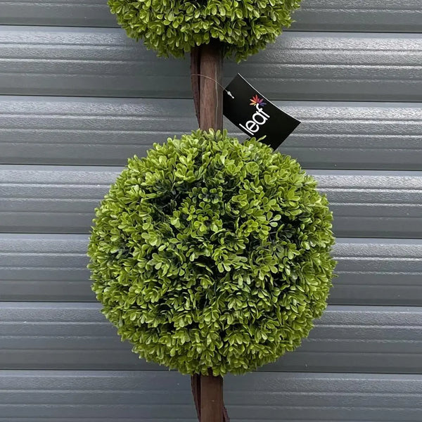 120cm Pair of Green Triple Ball Topiary Trees Leaf
