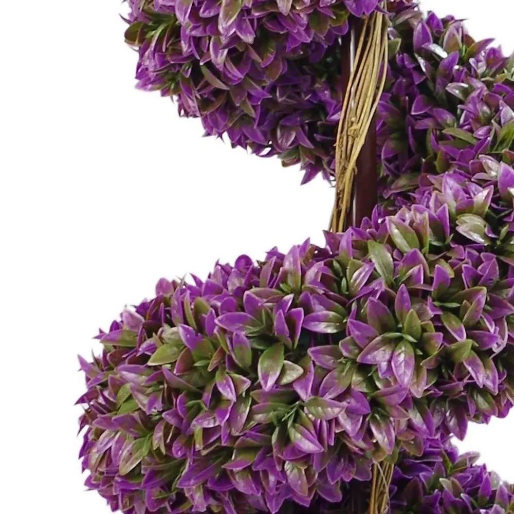 120cm Pair of Purple Large Leaf Spiral Topiary Trees with Decorative Planters Leaf