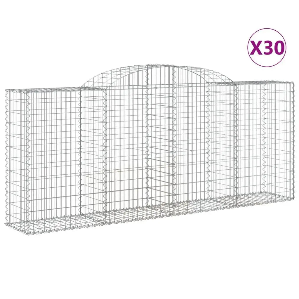 vidaXL Arched Gabion Baskets 30 pcs 300x50x120/140 cm Galvanised Iron Spirit Journeys Gifts