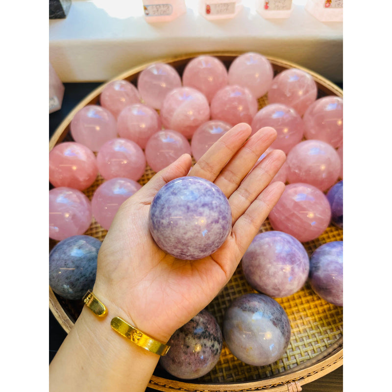 Gorgeous Lepidolite Sphere - Healing Crystal, Calming Energy: 4.5-5.5cm