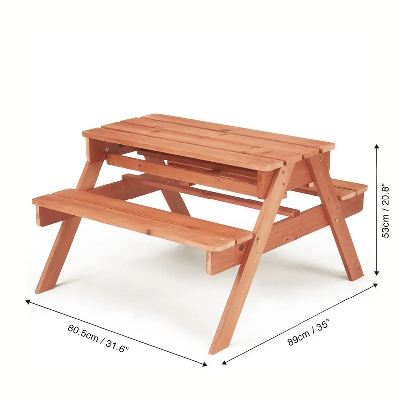 2 In 1 Wooden Sand Pit & Picnic Table with Lid & 6 Accessories Teamson Kids