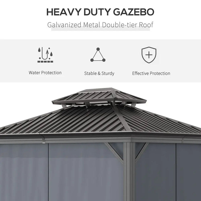 3.7 x 3(m) Aluminium Outdoor Hardtop Gazebo Canopy 2-Tier Roof Outsunny Unbranded