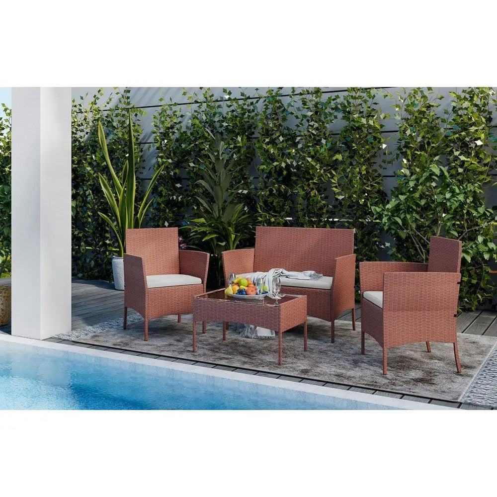 4 Piece Rattan Garden Furniture Set Rattrix