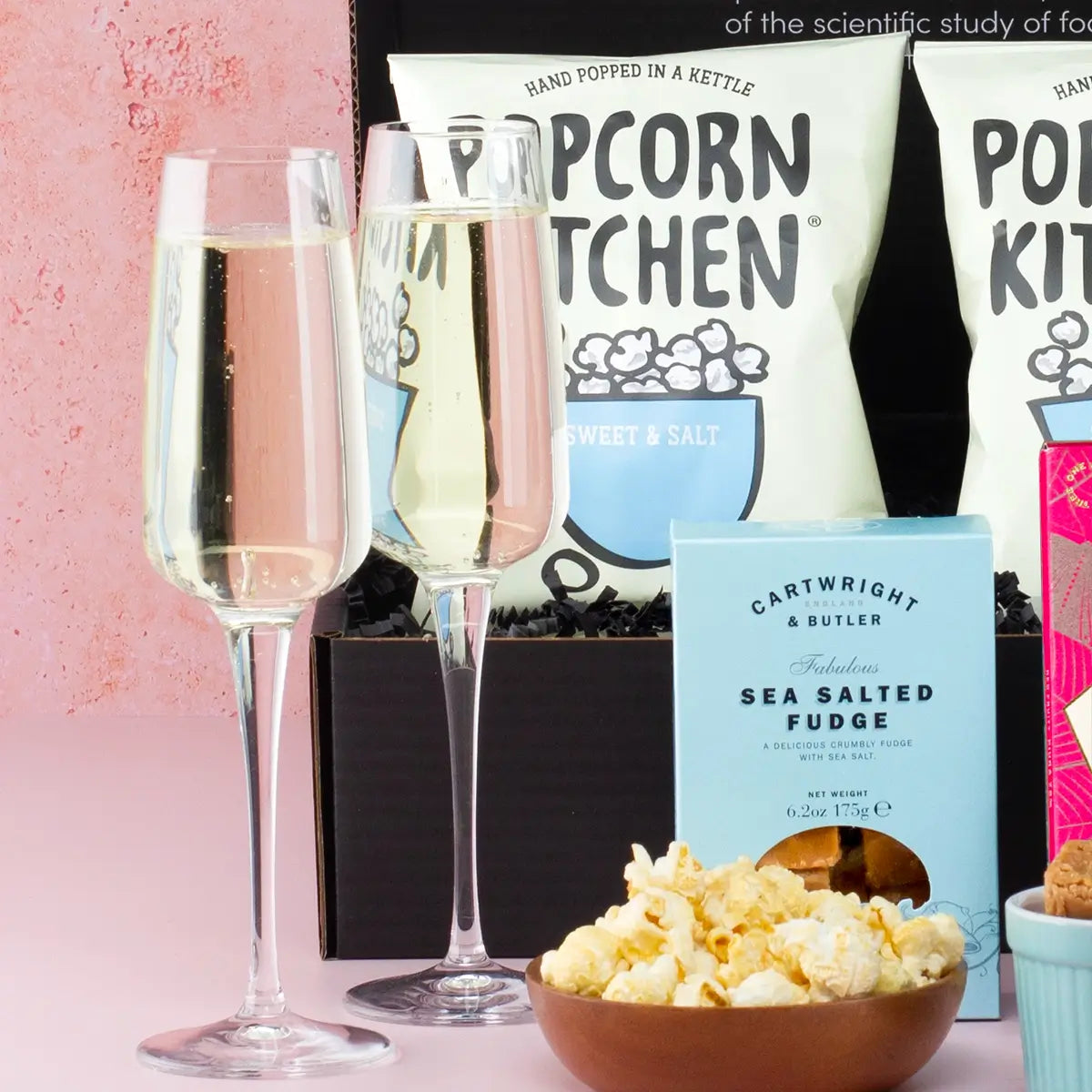 Prosecco, Popcorn & Fudge Hamper