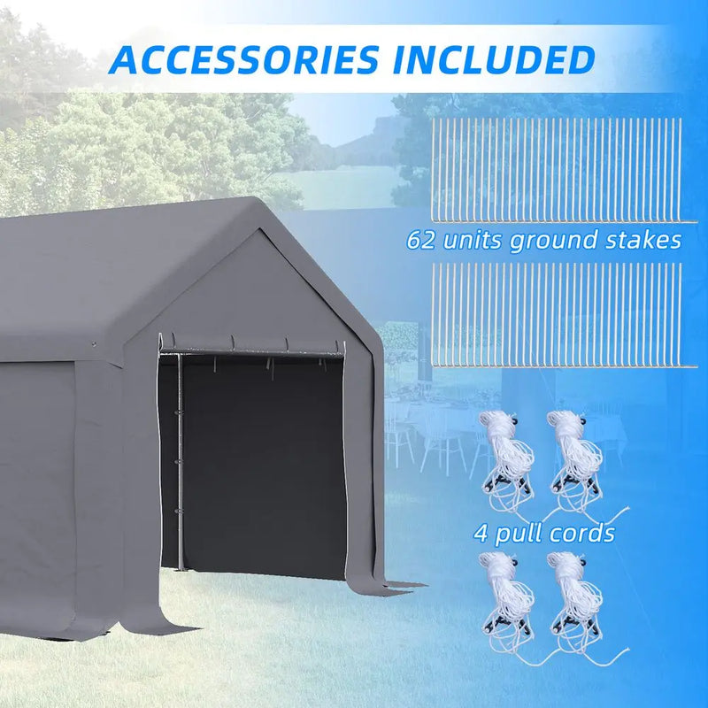 4x8m Patio Garden Party Canopy, PVC Cover Water-Resistant Dark Grey Outsunny