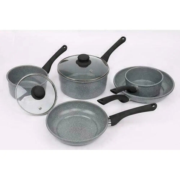 5-Pcs Forged Carbon Steel Peckled Marble Ceramic Non-Stick Saucepan & Frying Pan Kitchen Set Cermalon