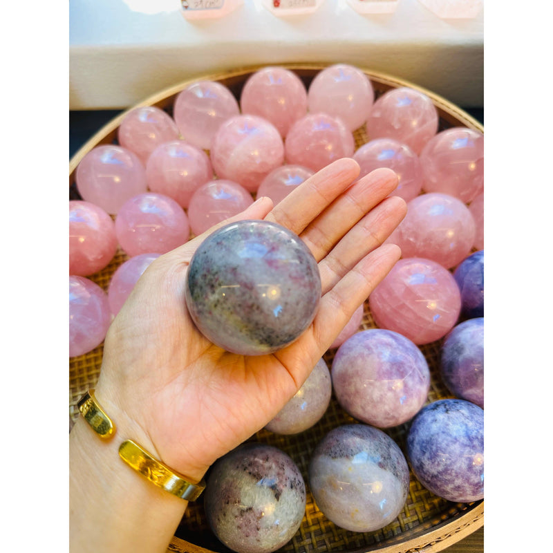 Gorgeous Lepidolite Sphere - Healing Crystal, Calming Energy: 4.5-5.5cm