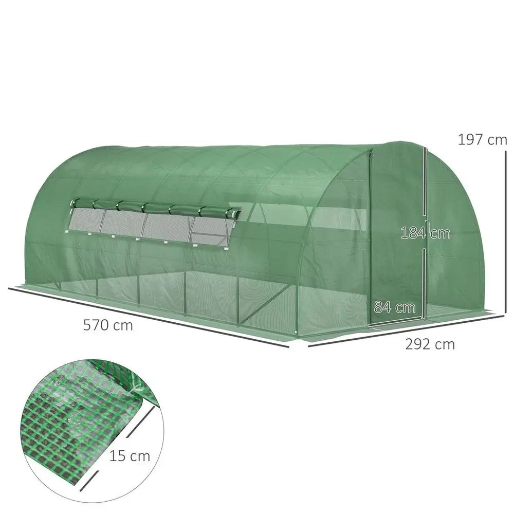 6 x 3M Reinforced Walk-in Polytunnel Garden Greenhouse Steel Frame Outsunny