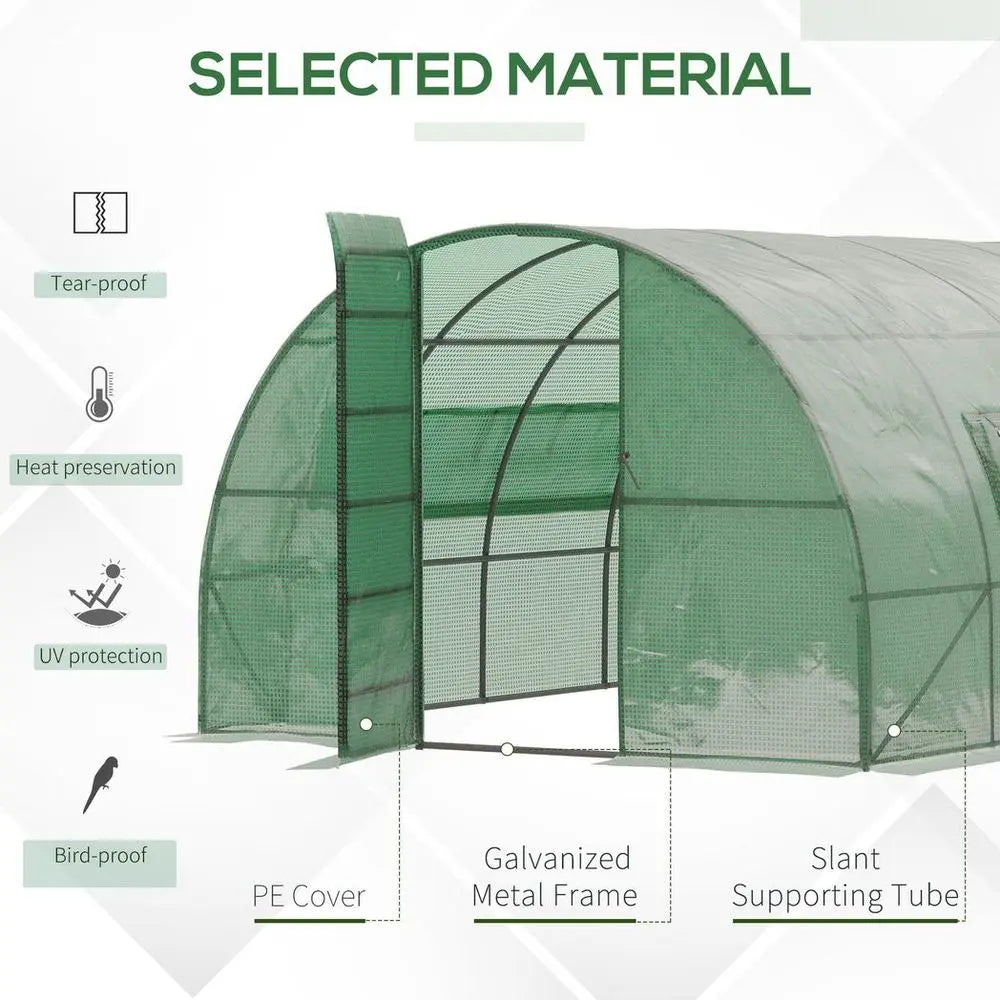 6 x 3M Reinforced Walk-in Polytunnel Garden Greenhouse Steel Frame Outsunny