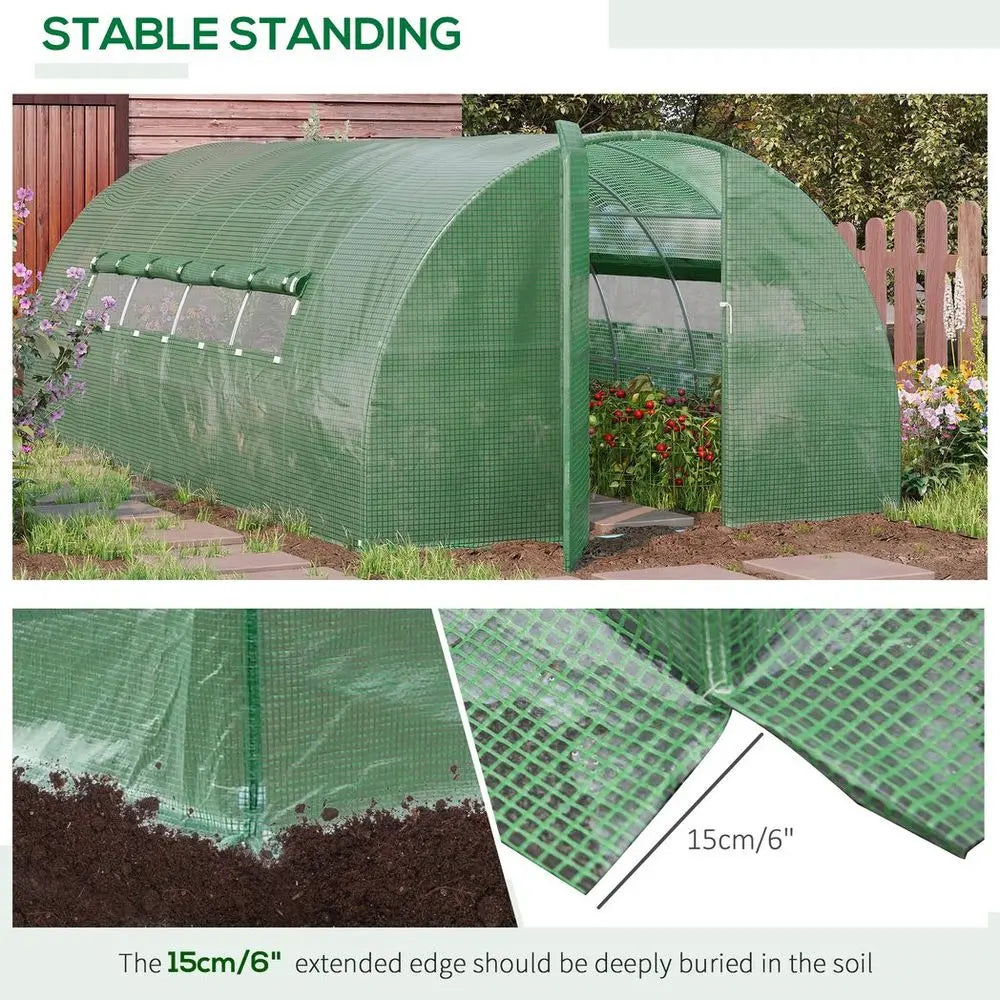 6 x 3M Reinforced Walk-in Polytunnel Garden Greenhouse Steel Frame Outsunny