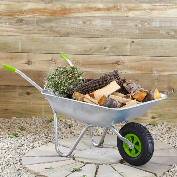 65 Litre Wheelbarrow With Galvanised Pneumatic Tyre Unbranded