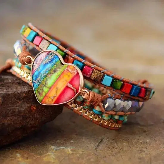 7 Chakra Heart Wrap Bracelet Spirit Journeys Gifts