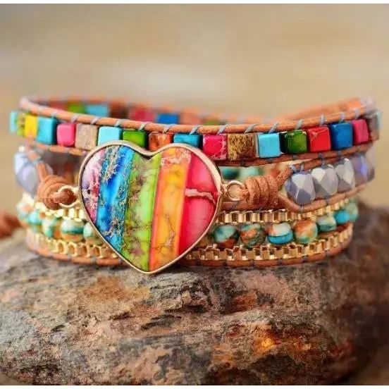 7 Chakra Heart Wrap Bracelet Spirit Journeys Gifts