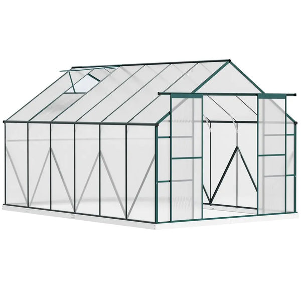 8x12ft Polycarbonate Walk-in Greenhouse Outdoor Double Sliding Door Outsunny Unbranded