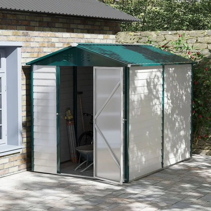 9'x6' Galvanized Metal Garden Shed Tool Storage Shed for Backyard Patio Outsunny