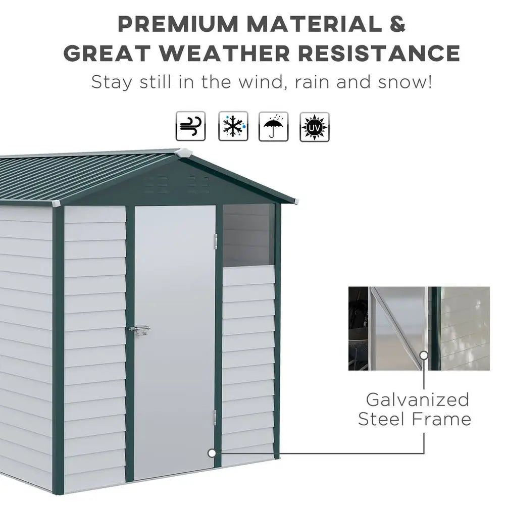 9'x6' Galvanized Metal Garden Shed Tool Storage Shed for Backyard Patio Outsunny