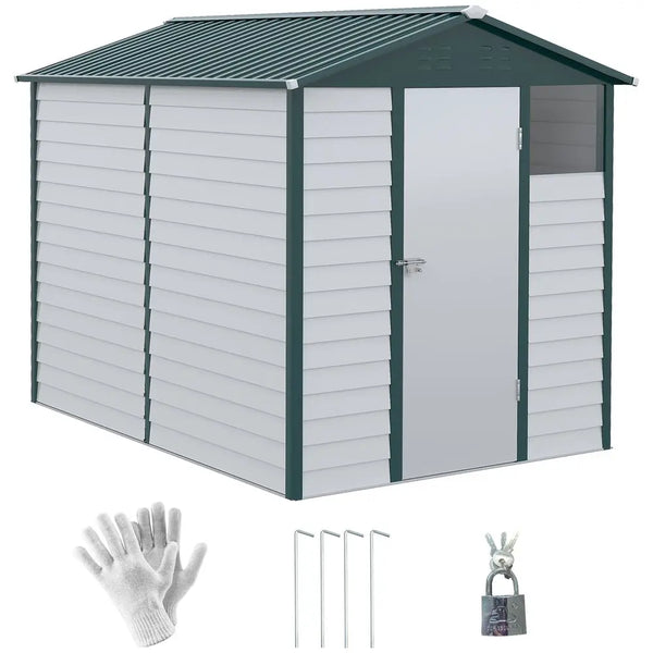 9'x6' Galvanized Metal Garden Shed Tool Storage Shed for Backyard Patio Outsunny