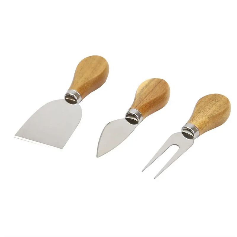 Acacia Round Cheese Board & Knives Set | M&W Maison & White