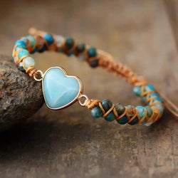 Amazonite Heart Charm  Bracelet Spirit Journeys Gifts
