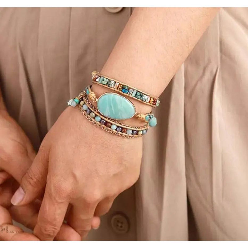 Amazonite Statement Wrap Bracelet Spirit Journeys Gifts