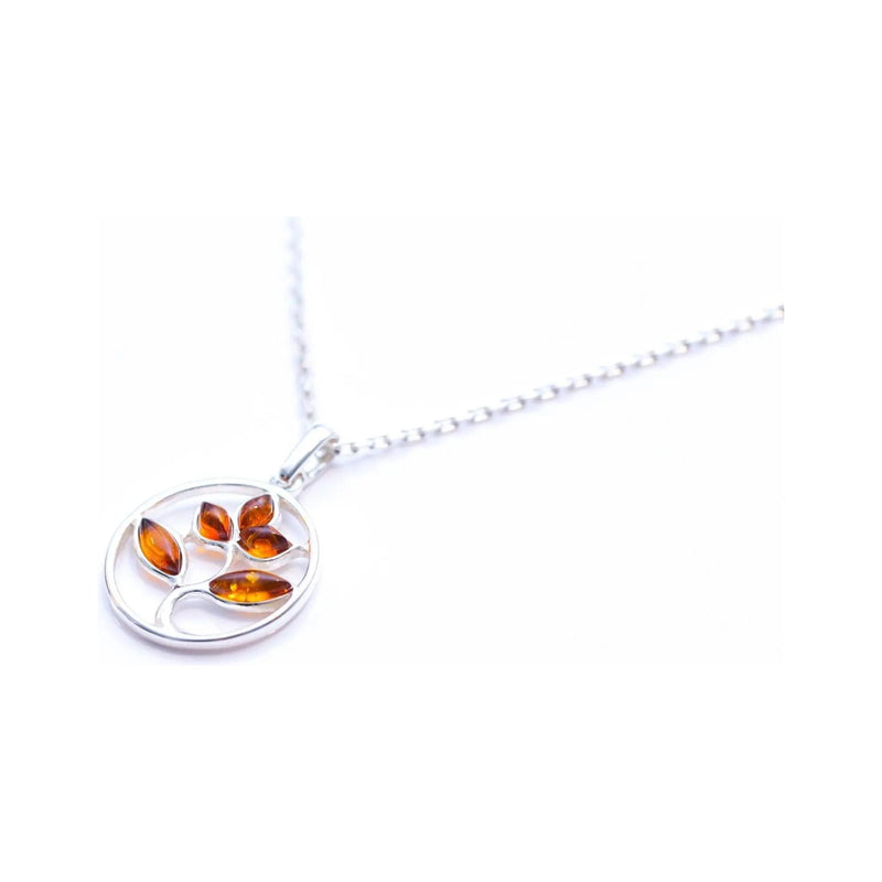 Amber Tree Charm Pendant, Minimal Amber Necklace Spirit Journeys Gifts