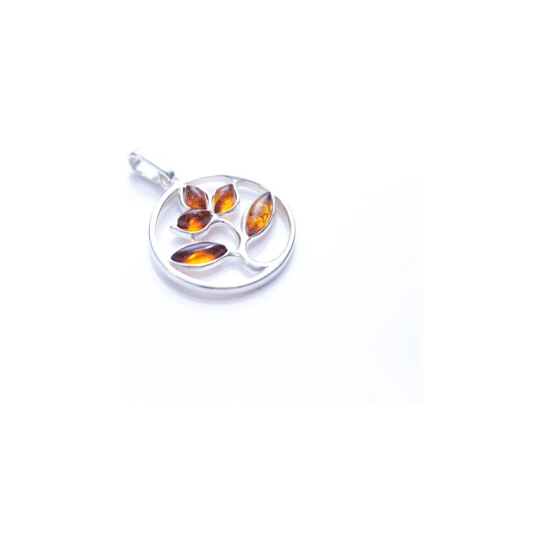 Amber Tree Charm Pendant, Minimal Amber Necklace Spirit Journeys Gifts