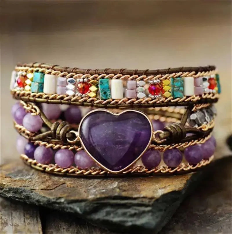 Amethyst Heart Wrap Bracelet Spirit Journeys Gifts