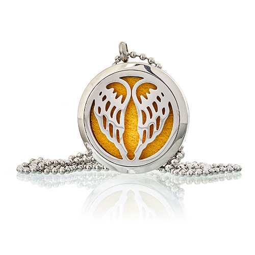 Aromatherapy Diffuser Necklace - Angel Wings 30mm Spirit Journeys