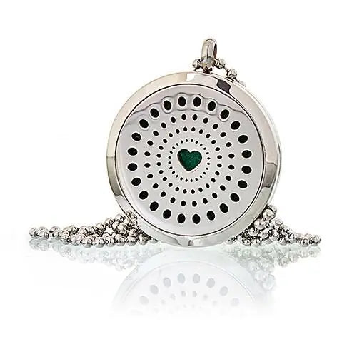 Aromatherapy Diffuser Necklace - Diamonds Heart 30mm Spirit Journeys Gifts