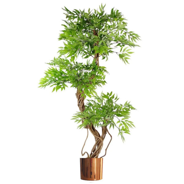 Artificial Ficus Tree Green Copper 140cm Japanese Fruticosa Plant Spirit Journeys Gifts