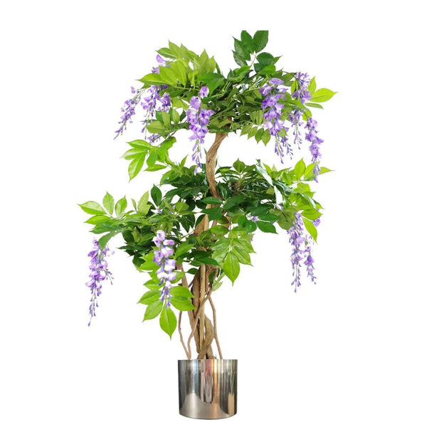 Artificial Wisteria Tree Plant Silver Planter Spirit Journeys Gifts
