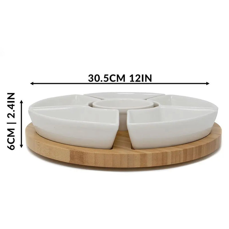 Bamboo Rotating Dip Set & Ceramic Dishes | M&W Maison & White