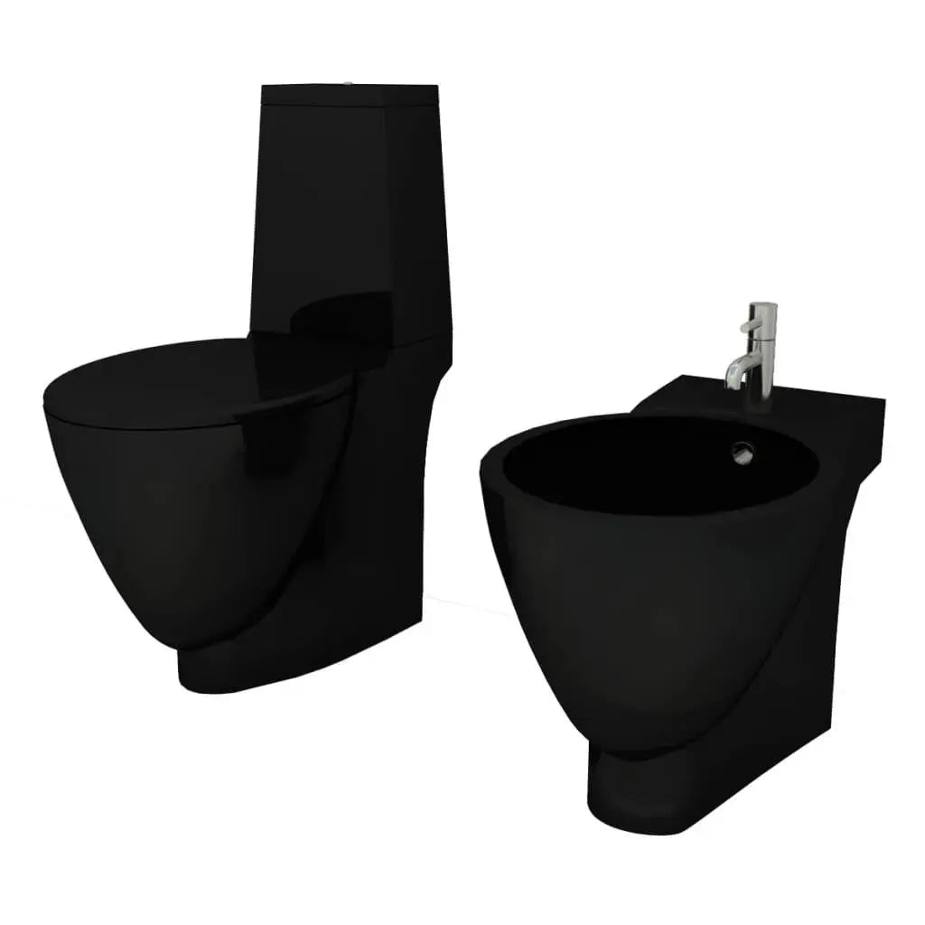 Black Ceramic Toilet & Bidet Set Spirit Journeys Gifts