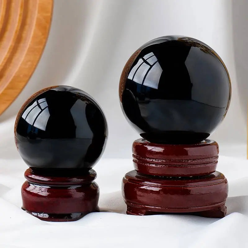 Black Obsidian Sphere - Crystal Healing, Energy Cleansing, a: 4.5-5cm Moon Rituals