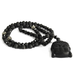 Buddha / Black Stone - Gemstone Necklace Spirit Journeys Gifts