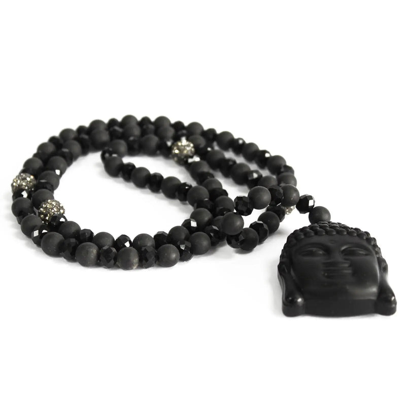 Buddha / Black Stone - Gemstone Necklace Spirit Journeys Gifts