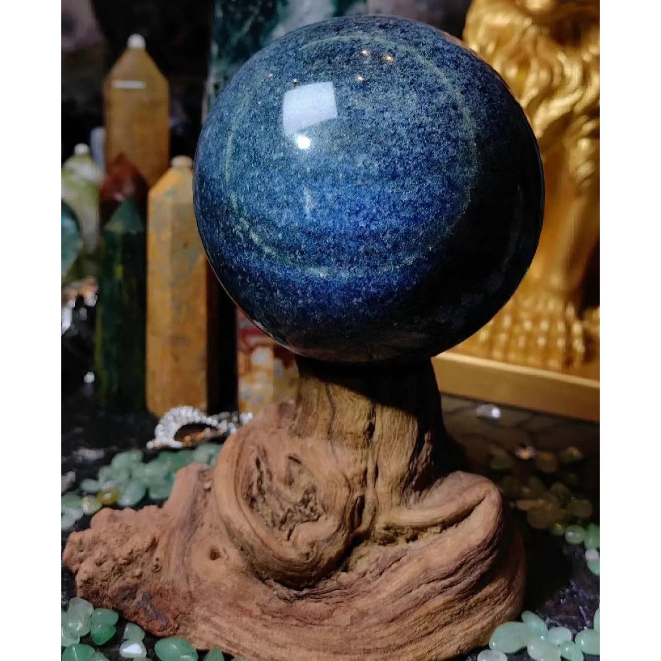 Blue Goldstone Sphere - Sparkling Blue Gold Stone Crystal Ball, Healing Stone, Meditation Decor, Chakra Stone, Reiki Energy Moon Rituals