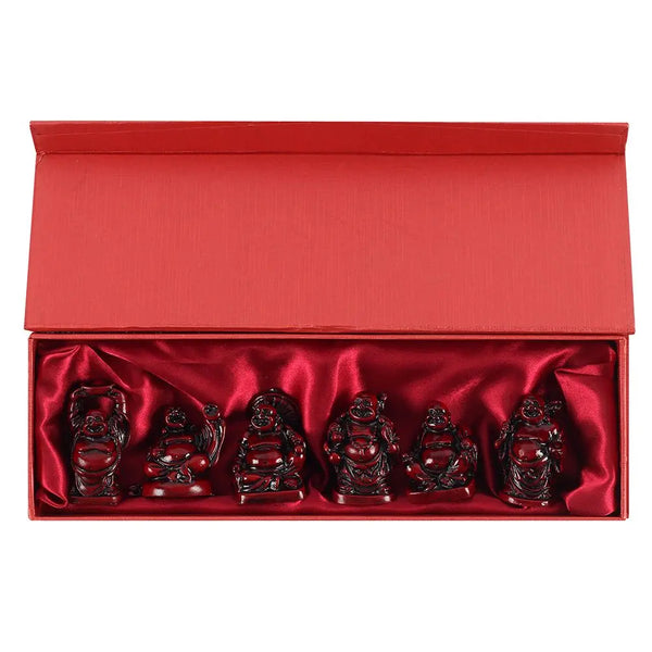 Box of 6 Red Resin Buddhas Unbranded