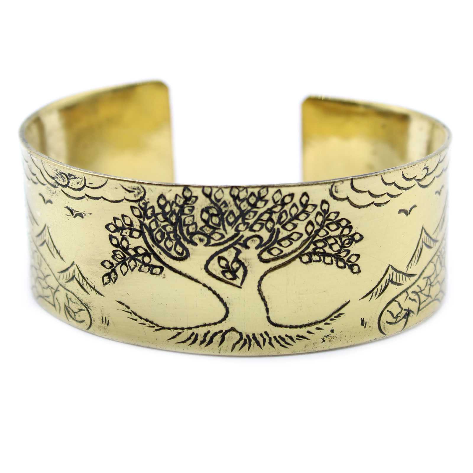 Brass Tibetan Mantra Bracelet - Tree of Life Spirit Journeys