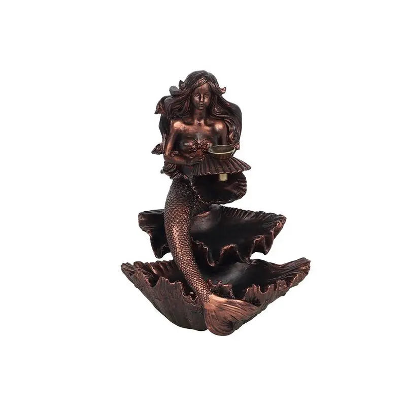 Bronze Effect Mermaid Backflow Incense Burner Spirit Journeys Gifts