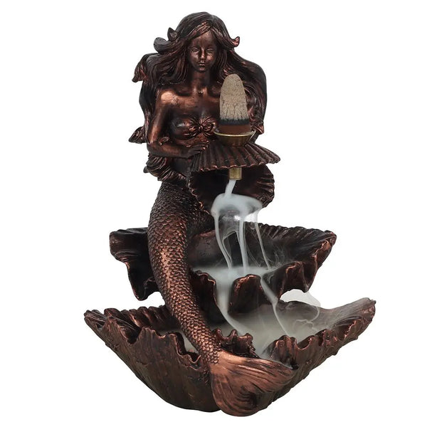 Bronze Effect Mermaid Backflow Incense Burner Unbranded