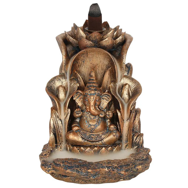 Bronze Ganesh Backflow Incense Burner Spirit Journeys Gifts