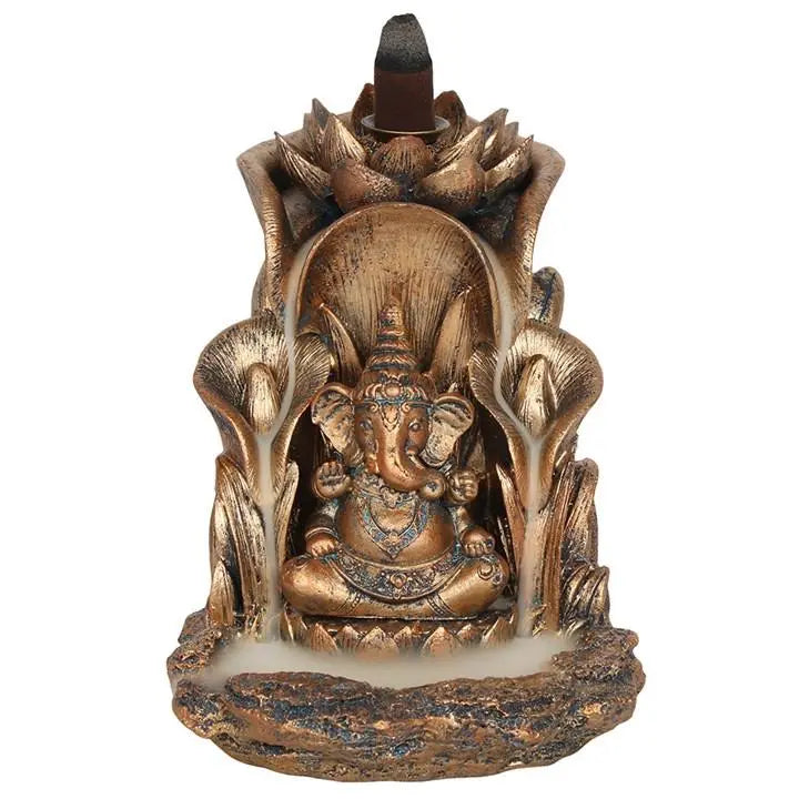 Bronze Ganesh Backflow Incense Burner Spirit Journeys Gifts