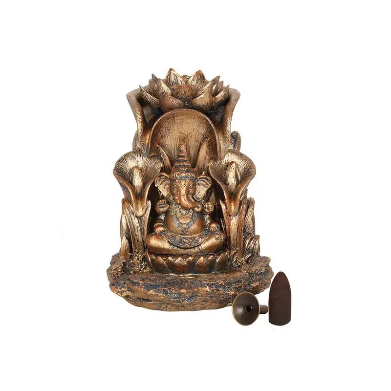 Bronze Ganesh Backflow Incense Burner Spirit Journeys Gifts