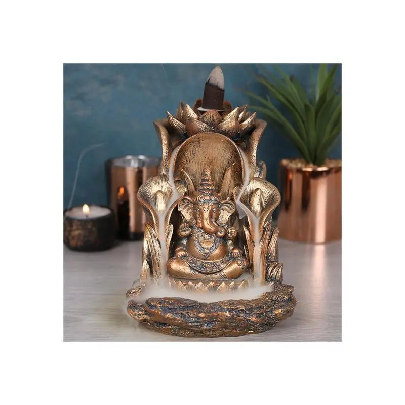 Bronze Ganesh Backflow Incense Burner Spirit Journeys Gifts