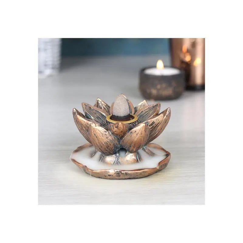 Bronze Lotus Backflow Incense Burner Spirit Journeys Gifts