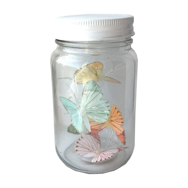 Butterfly Led Light Chain In Glass Jam Jar - Multicoloured Spirit Journeys Gifts
