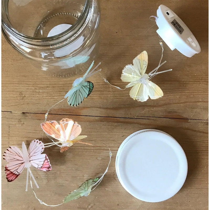 Butterfly Led Light Chain In Glass Jam Jar - Multicoloured Spirit Journeys Gifts