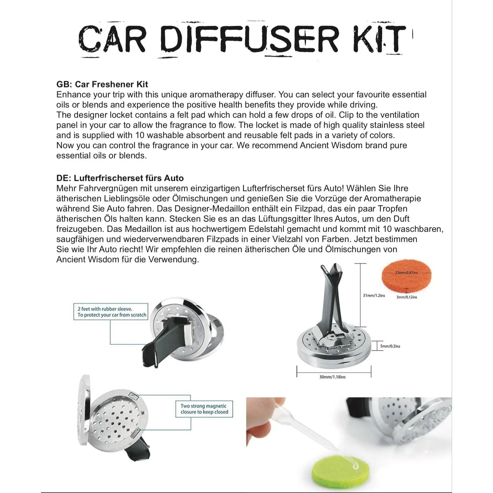 Car Diffuser Kit - Auto Wheel - 30mm Spirit Journeys Gifts