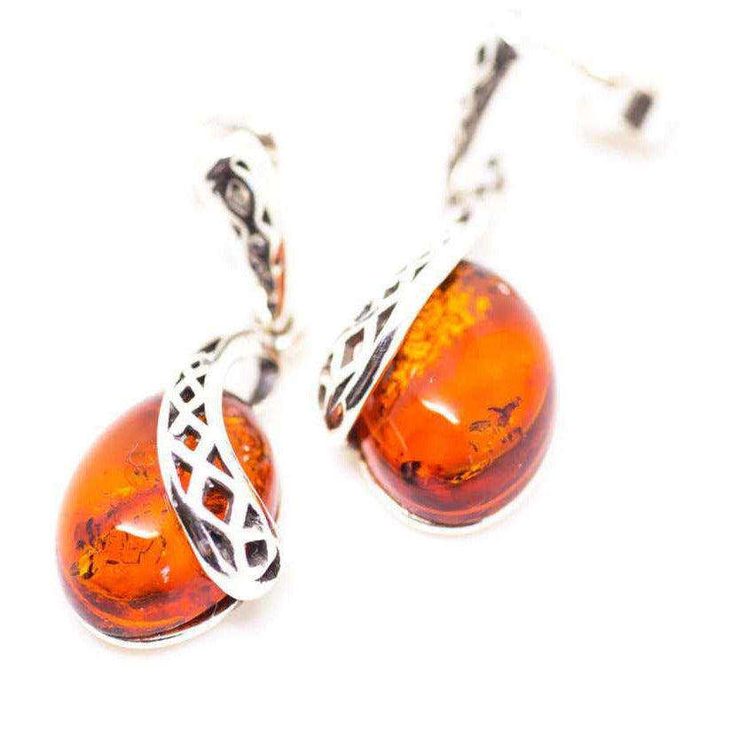 Celtic Pattern Amber Earrings Spirit Journeys